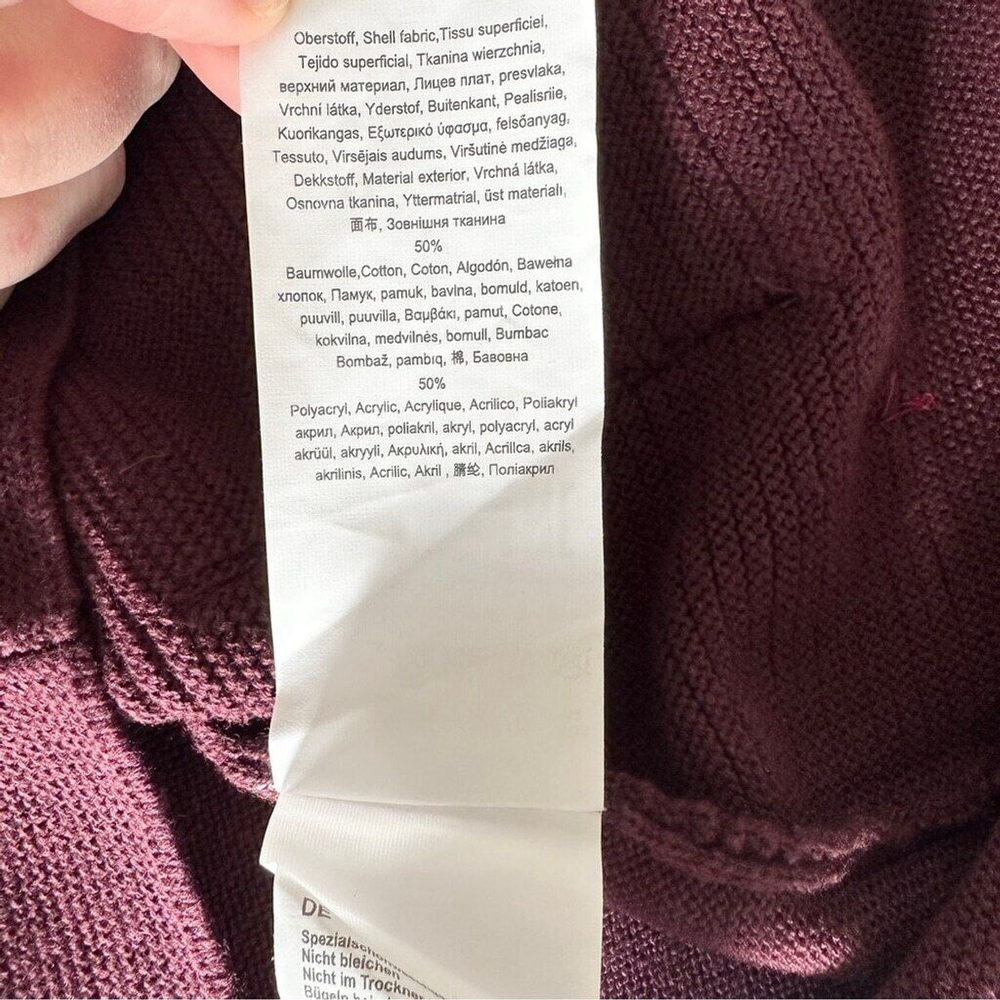 Olsen Long Sleeve Mock Neck Full Zip Ribbed Sweater Size Small Maroon Purple New - Picture 14 of 15